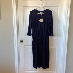 Navy Midi Dress with pockets